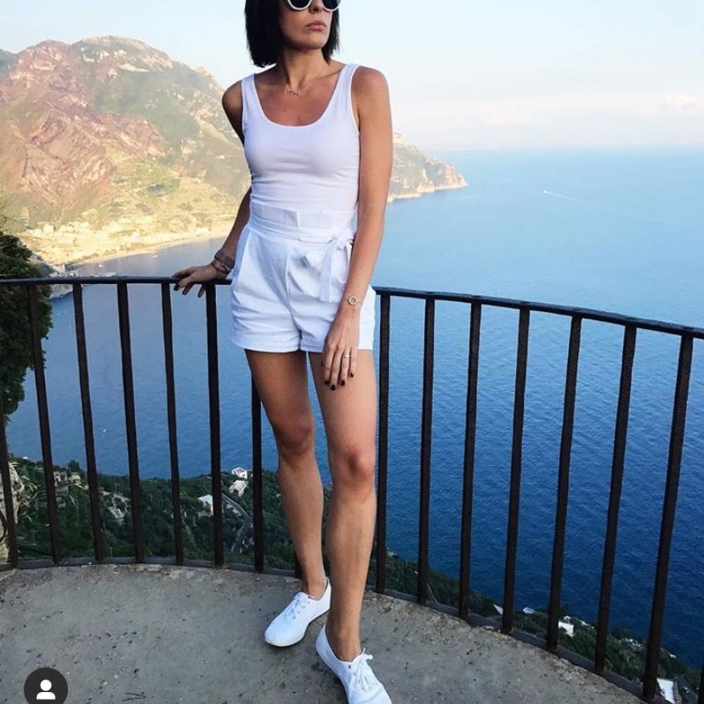 Zara White Paperbag High Waist Side Tie Shorts XS